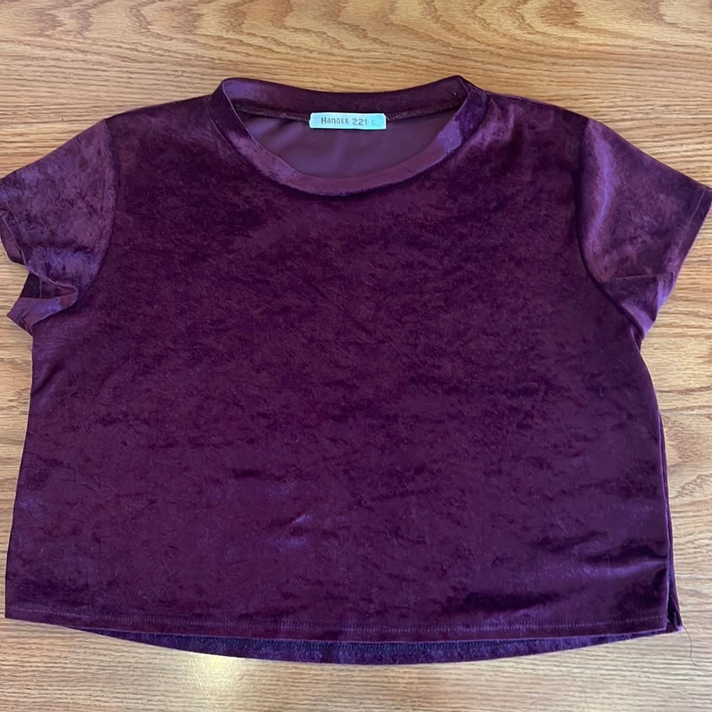 Purple velour crop top